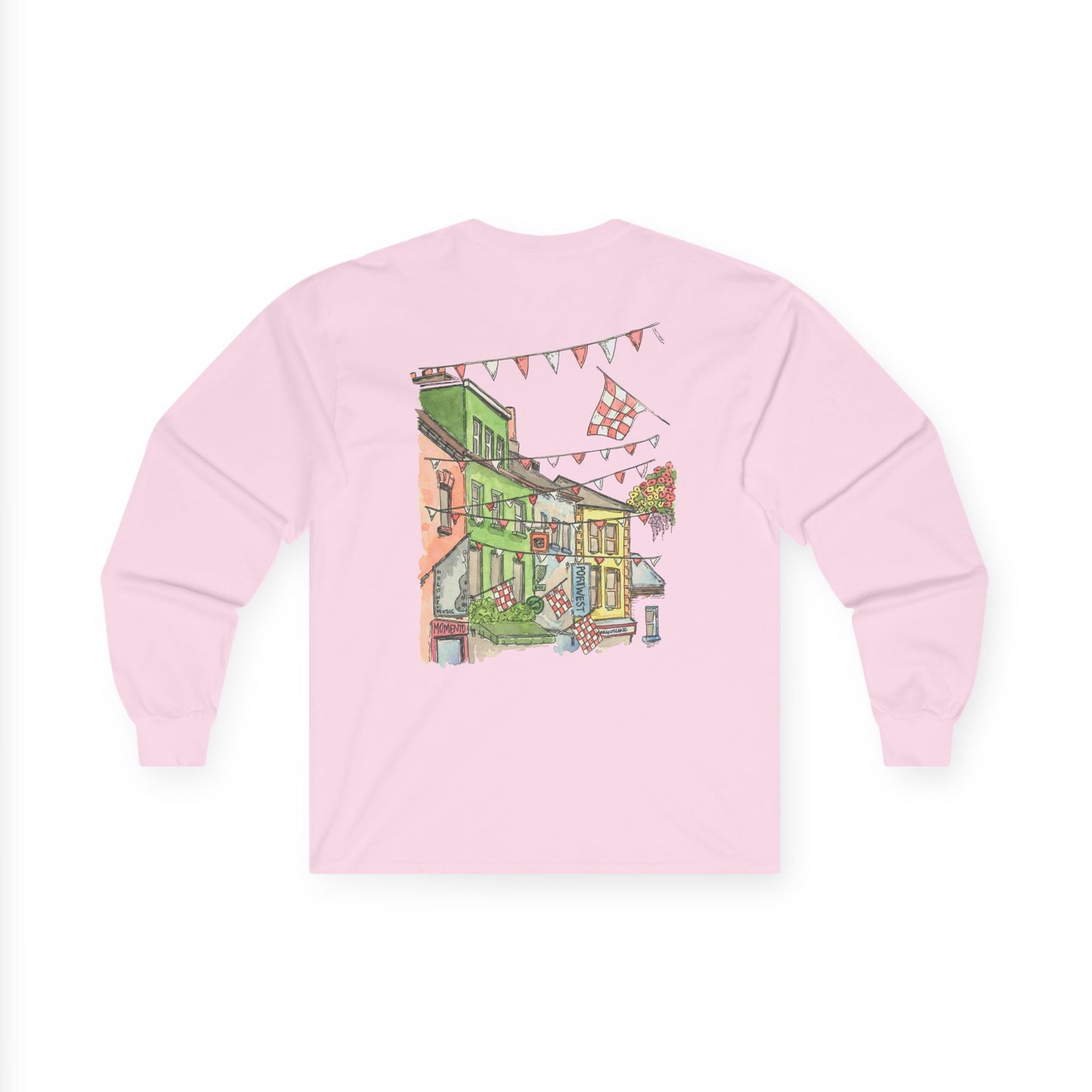 Unisex Cotton Long Sleeve Tee |Home is where the heart is - Galway | Watercolor painting - Hand designed