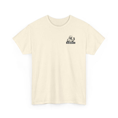 Bee Wearing A Top Hat And Briefcase | Unisex Natural/Sand/Gold Cotton Tees | Buzziness as Usual