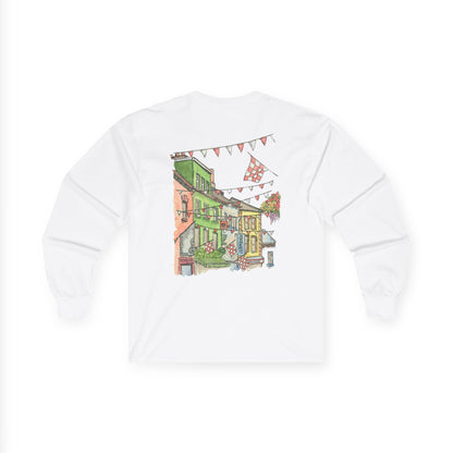 Unisex Cotton Long Sleeve Tee |Home is where the heart is - Galway | Watercolor painting - Hand designed