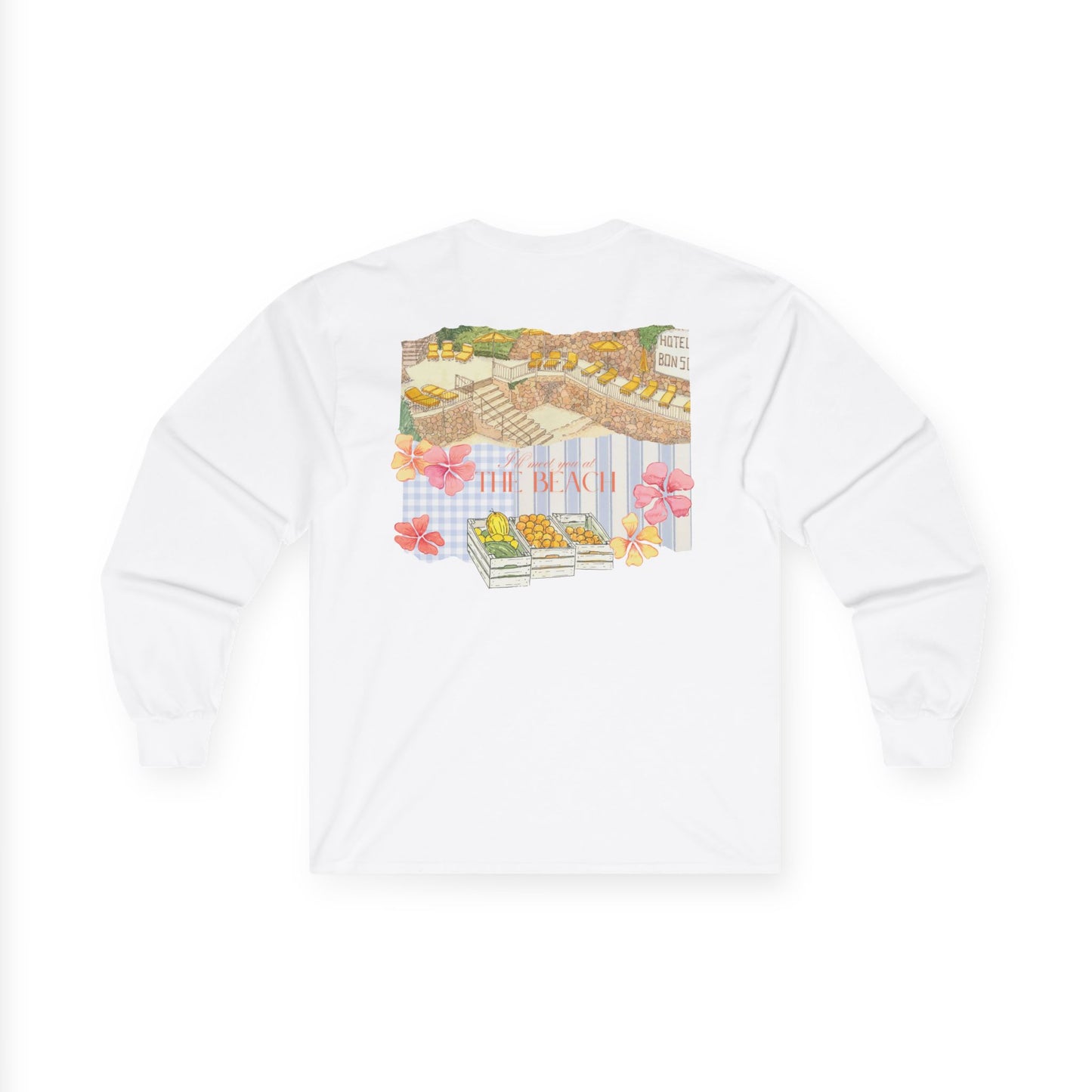 Unisex Ultra Cotton Long Sleeve Tee | I'll meet you at the beach | Watercolor painting - Hand designed
