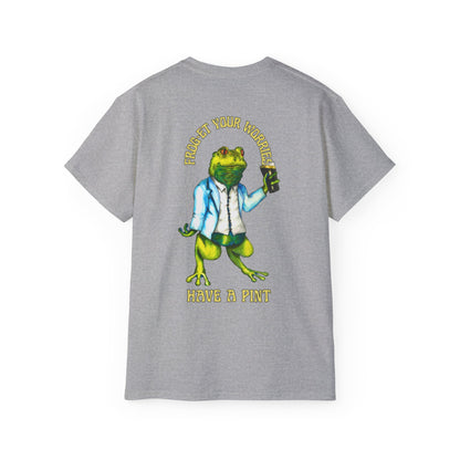 Frog Graphic Tee Shirt 'Froget Your Worries' Funny Drink Pun Unisex | Yellow Typology Option