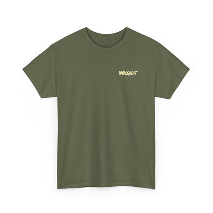 Bee Wearing A Top Hat And Briefcase | Unisex Natural/Sand/Gold Cotton Tees | Buzziness as Usual