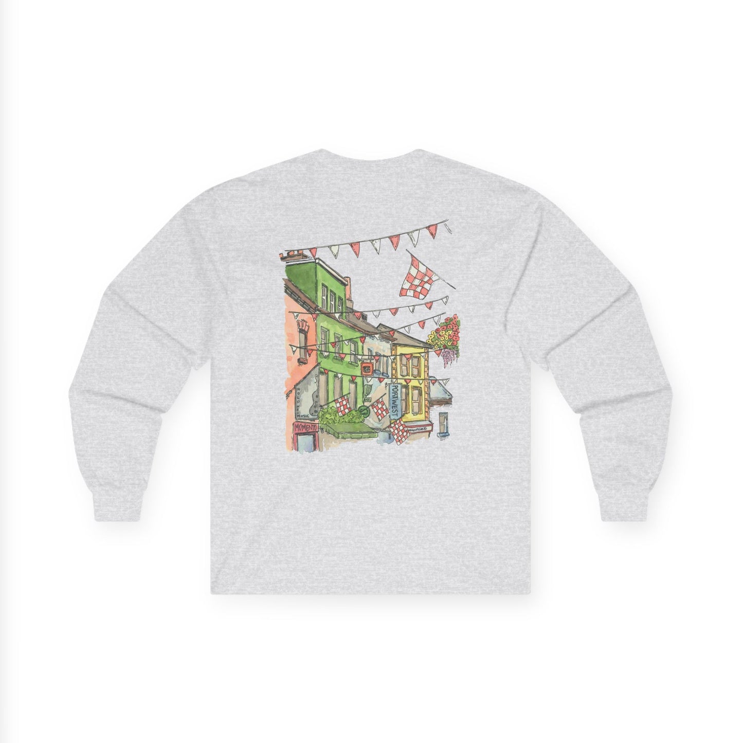 Unisex Cotton Long Sleeve Tee |Home is where the heart is - Galway | Watercolor painting - Hand designed